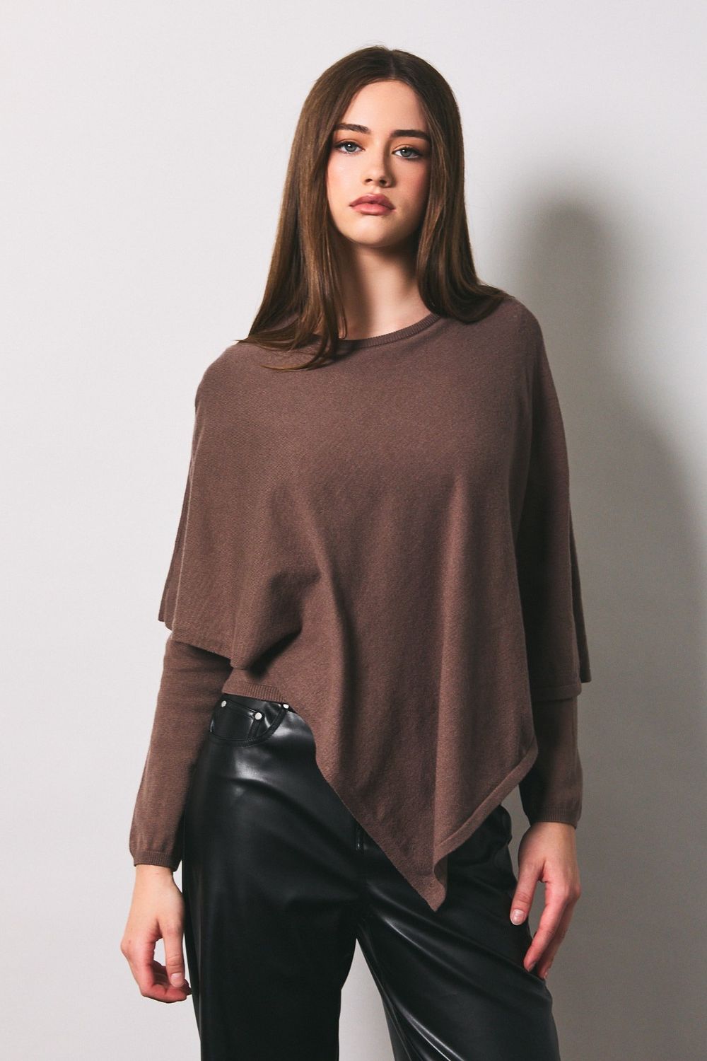 Cape Detail Sweater - Mocha