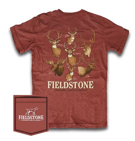 Youth North American Deer Short Sleeve Tee - Red