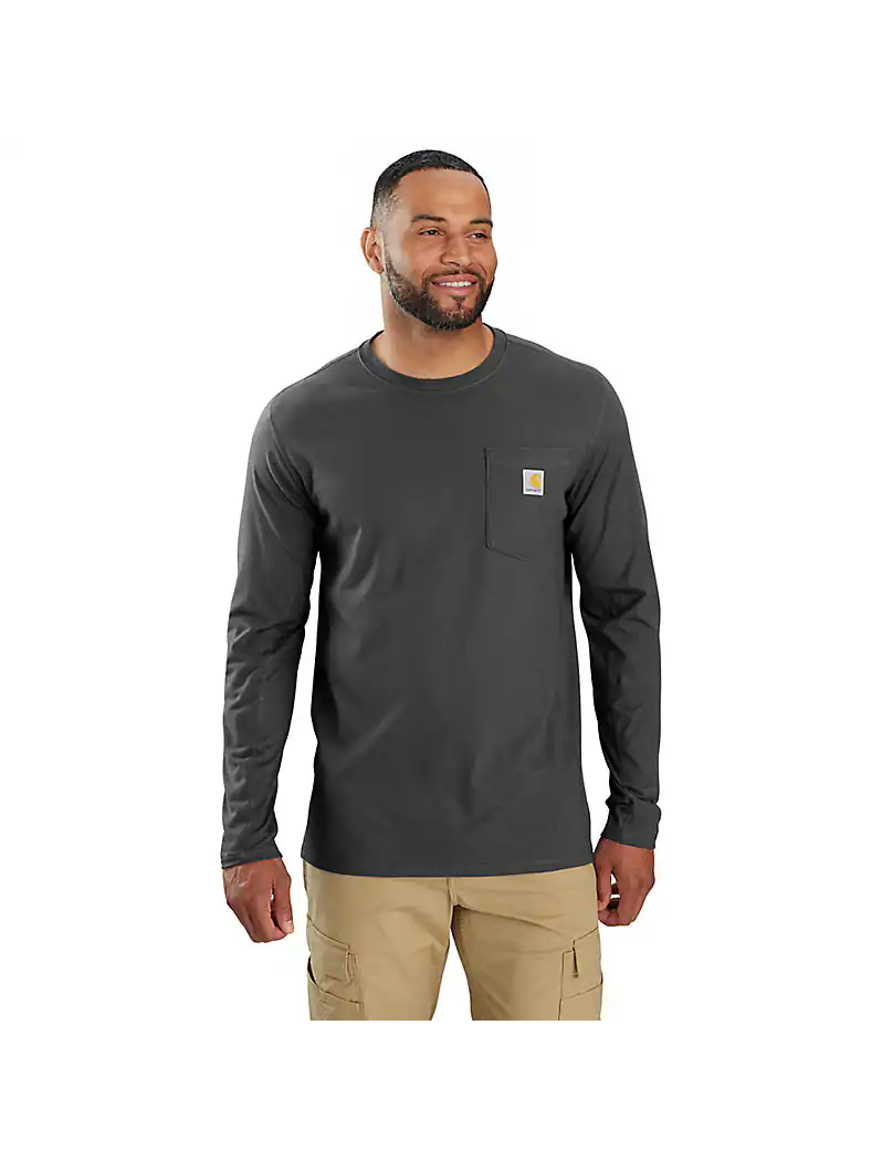 Force® Relaxed Fit Long Sleeve Pocket T-Shirt - Harbor Teal Heather