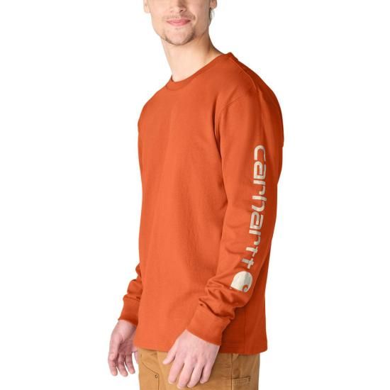Dearborn Loose Long Sleeve Logo Sleeve Graphic T-Shirt - Homestead Red