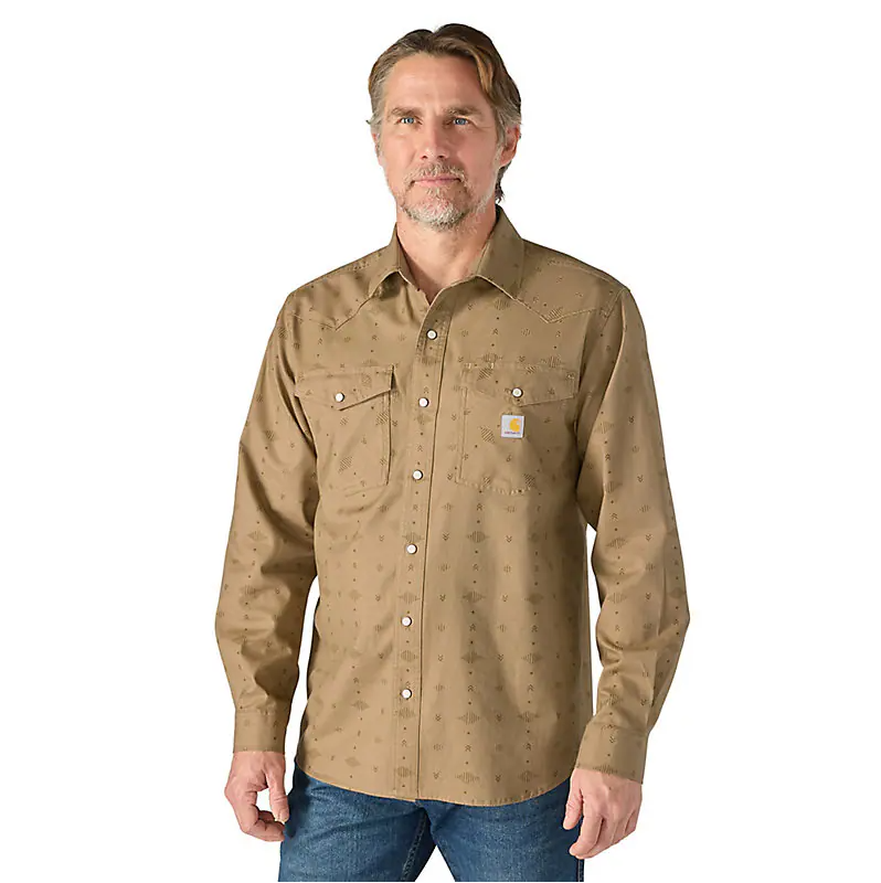 Montana Bozeman Relaxed Long Sleeve Plaid Shirt - Night Fatigue Geo Print