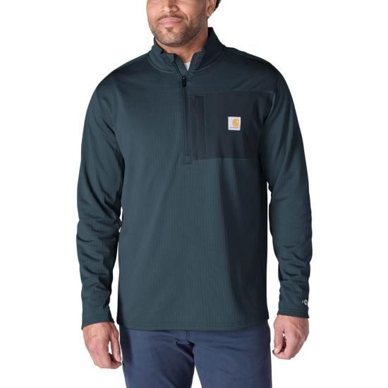 Force Ironwood Relaxed Fit Mock Neck Half-Zip Fleece-Lined Shirt - Deep Smoke Blue