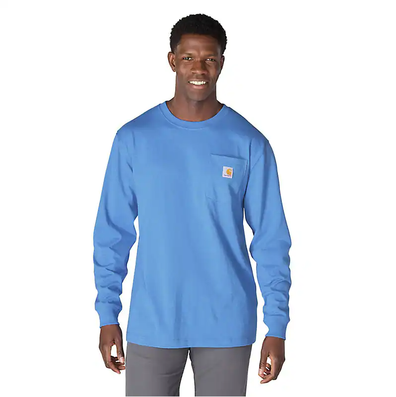 Dearborn Loose Long Sleeve Pocket T-Shirt - Deep Workwear Blue Heather