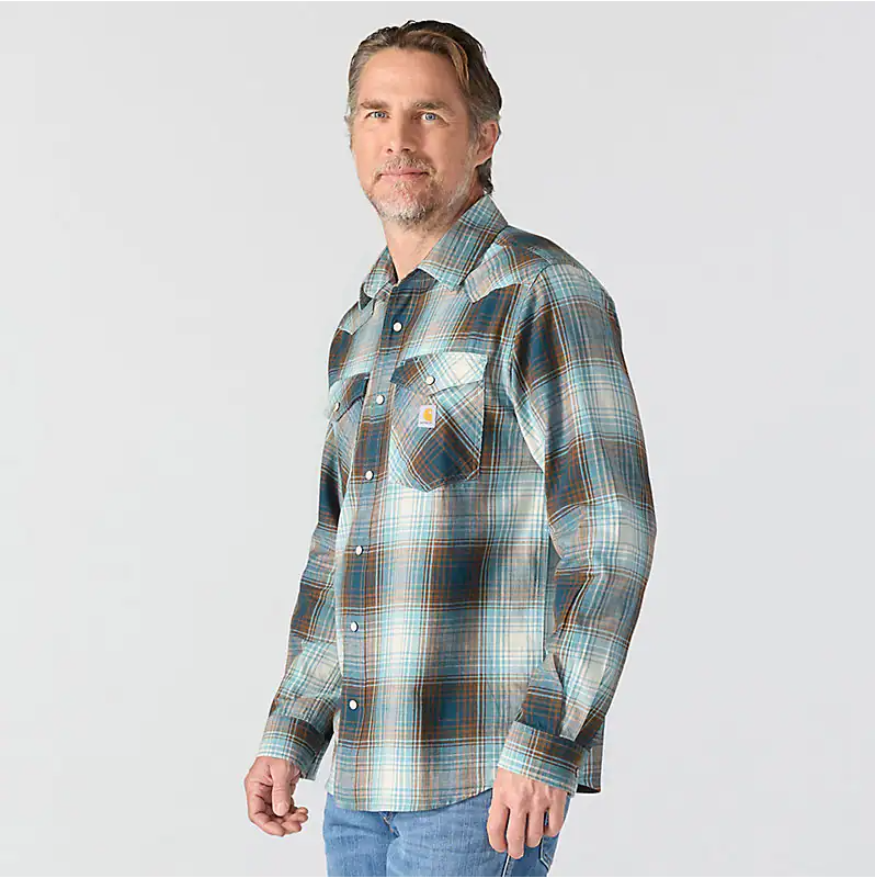 Montana Bozeman Relaxed Long Sleeve Plaid Shirt - Dark Harbor Teal