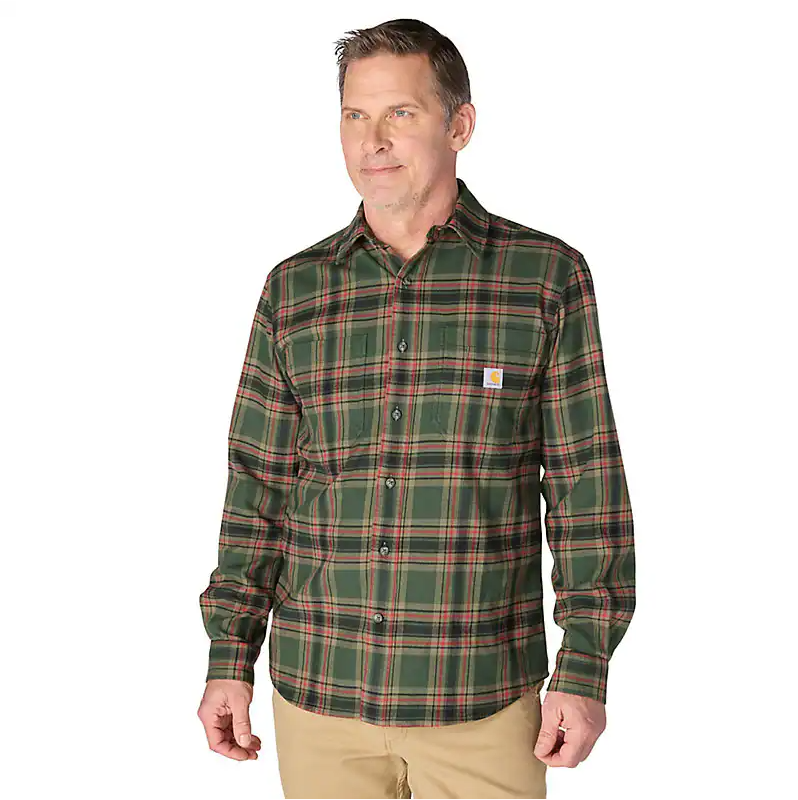 Hamilton Relaxed Long Sleeve Plaid Shirt - Forestry Green/Amber Terrain