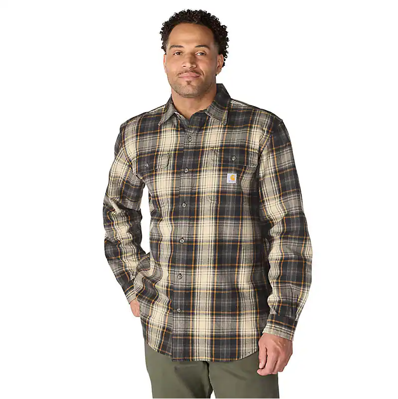 Hubbard Loose Long Sleeve Plaid Shirt - Black