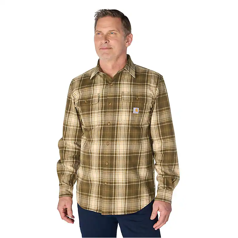 Hubbard Loose Long Sleeve Plaid Shirt - Burmished Logs