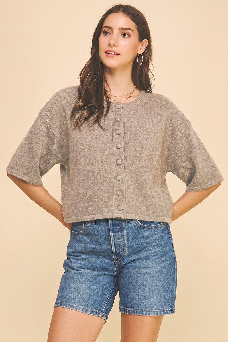 Orchard Morning Short Sleeve Sweater - Oatmeal