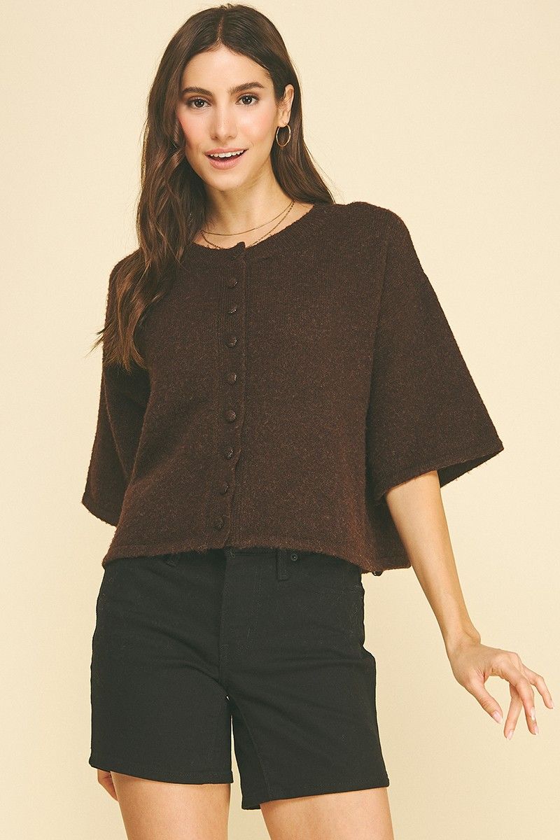 Cross My Heart Sweater Cardigan - Espresso