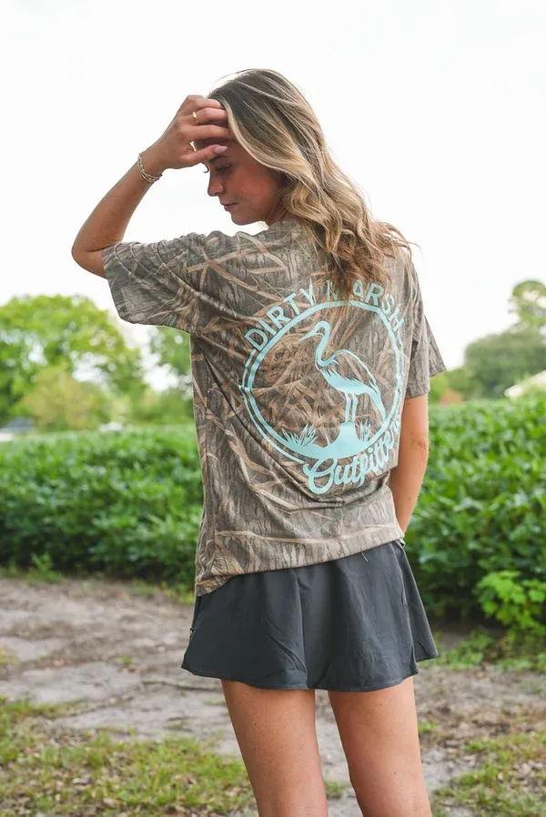 Teal Circle Logo Mossy Oak Washed Tee - Shadowgrass