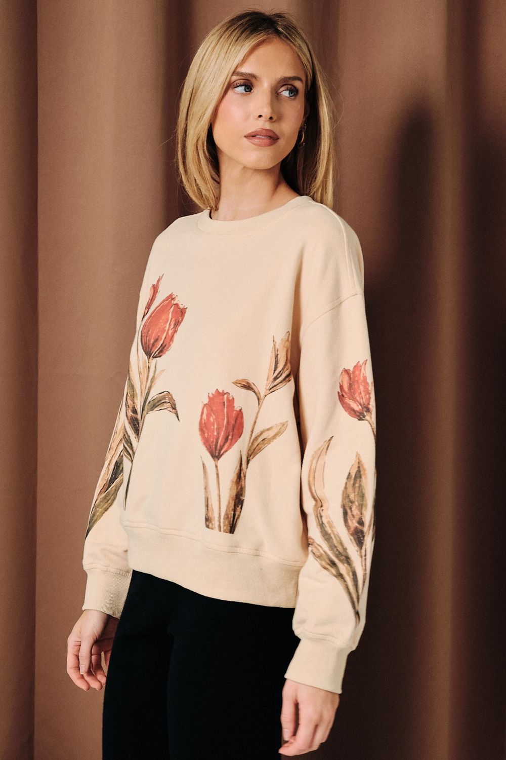 Flower Field Sweatshirt - Beige