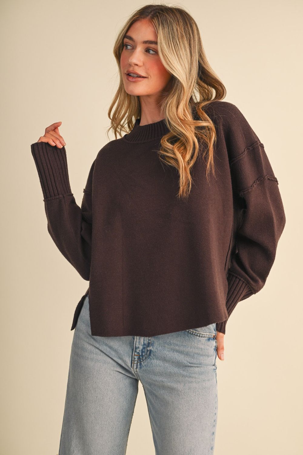 On the Daily Long Sleeve Sweater - Brown