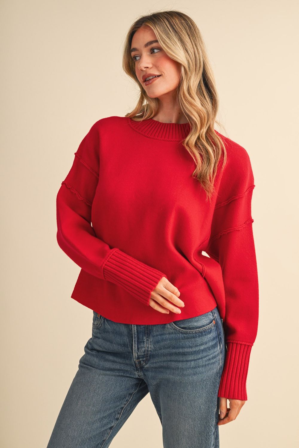 Embrace the Day Long Sleeve Sweater - Savvy Red