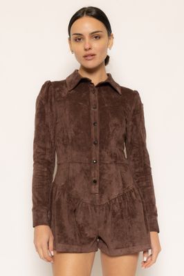 Pretty Little Secret Long Sleeve Romper - Brown