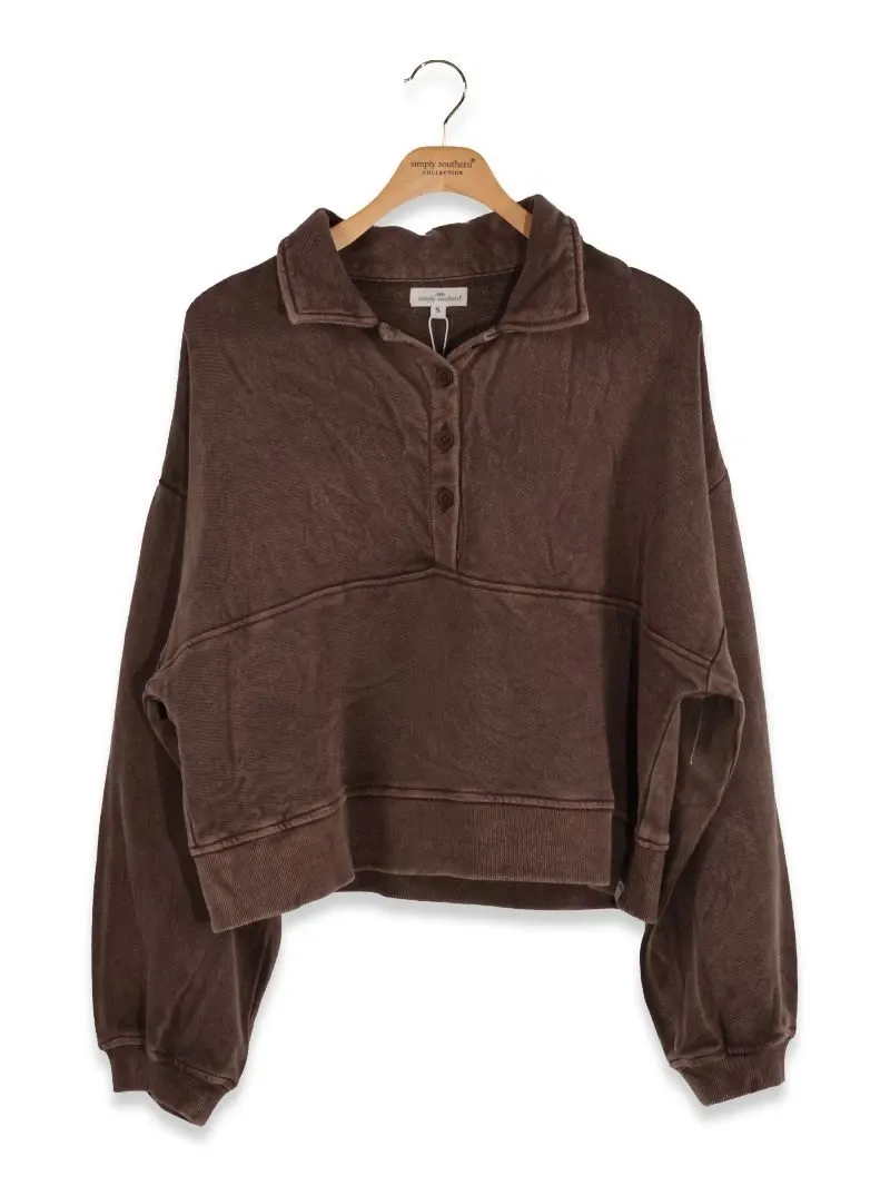 The Snap Sweatshirt - Sepia