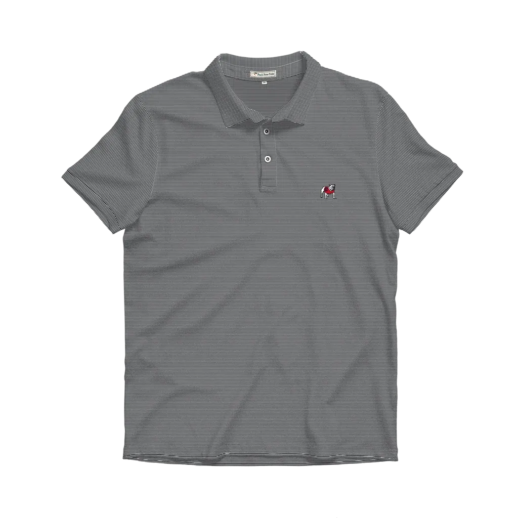UGA Block G Heathered Knockout Performance Polo - Charcoal &amp; White