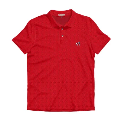UGA Standing Dawg The Classic City Patterned Performance Polo - Red &amp; Black