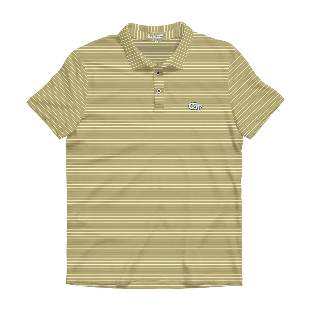 Georgia Tech Magnolia Cotton Lyocell Polo - Old Gold &amp; White