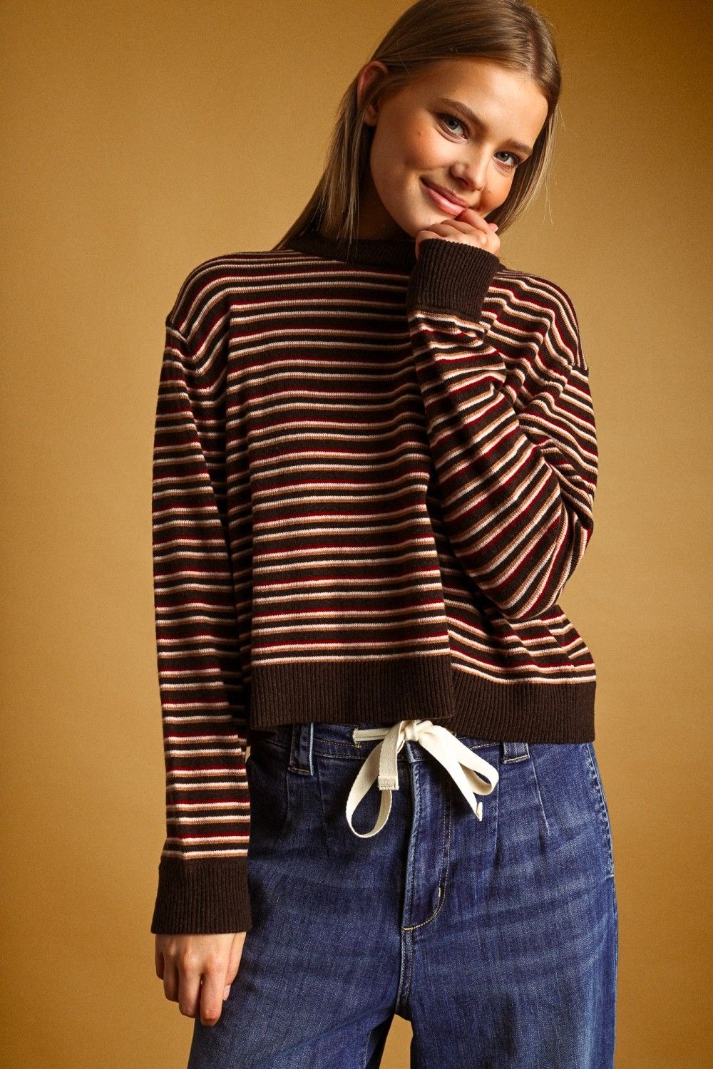 Currently Obsessed Multi Colored Striped Knit Top