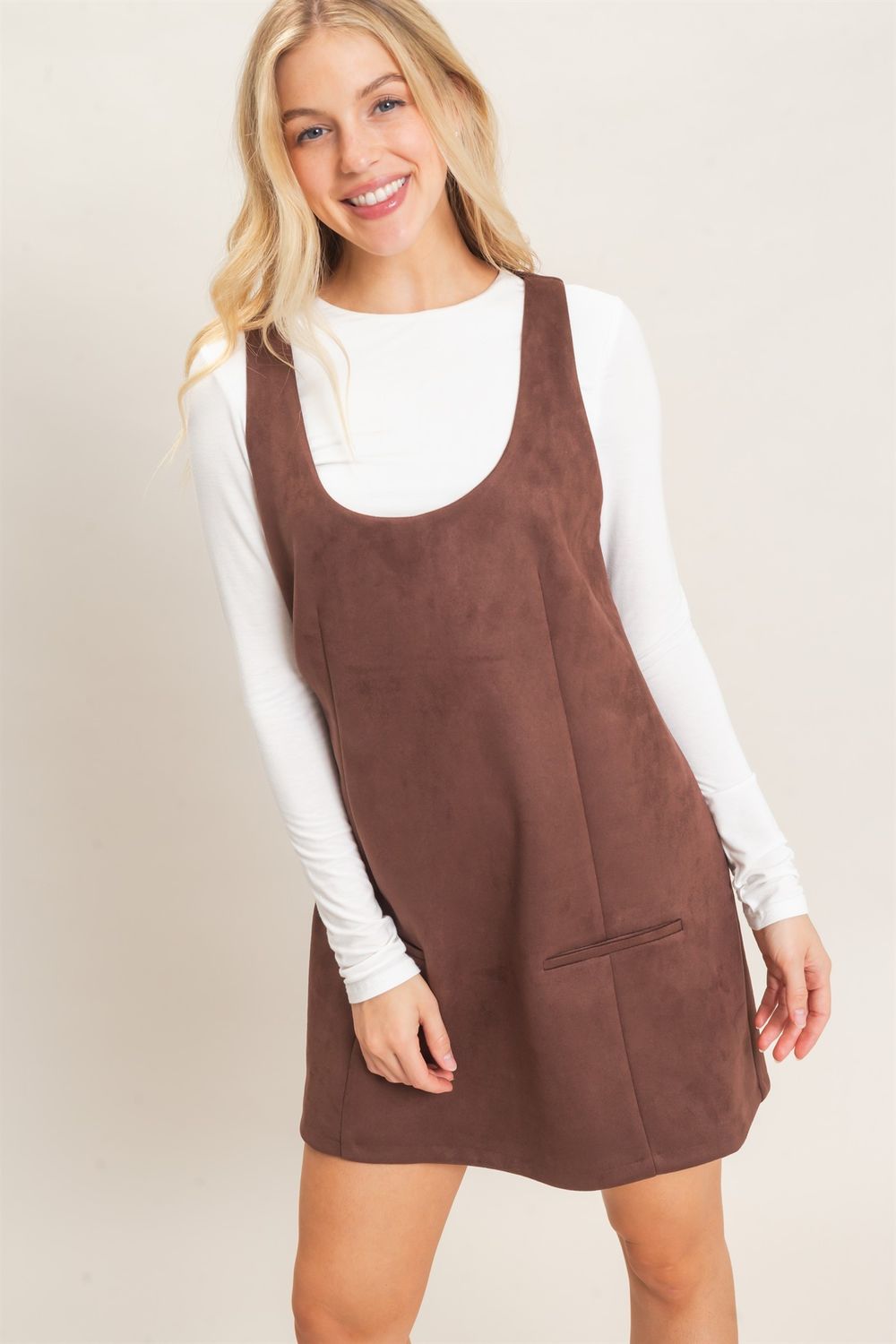 Countryside Suede Mini Dress - Chestnut