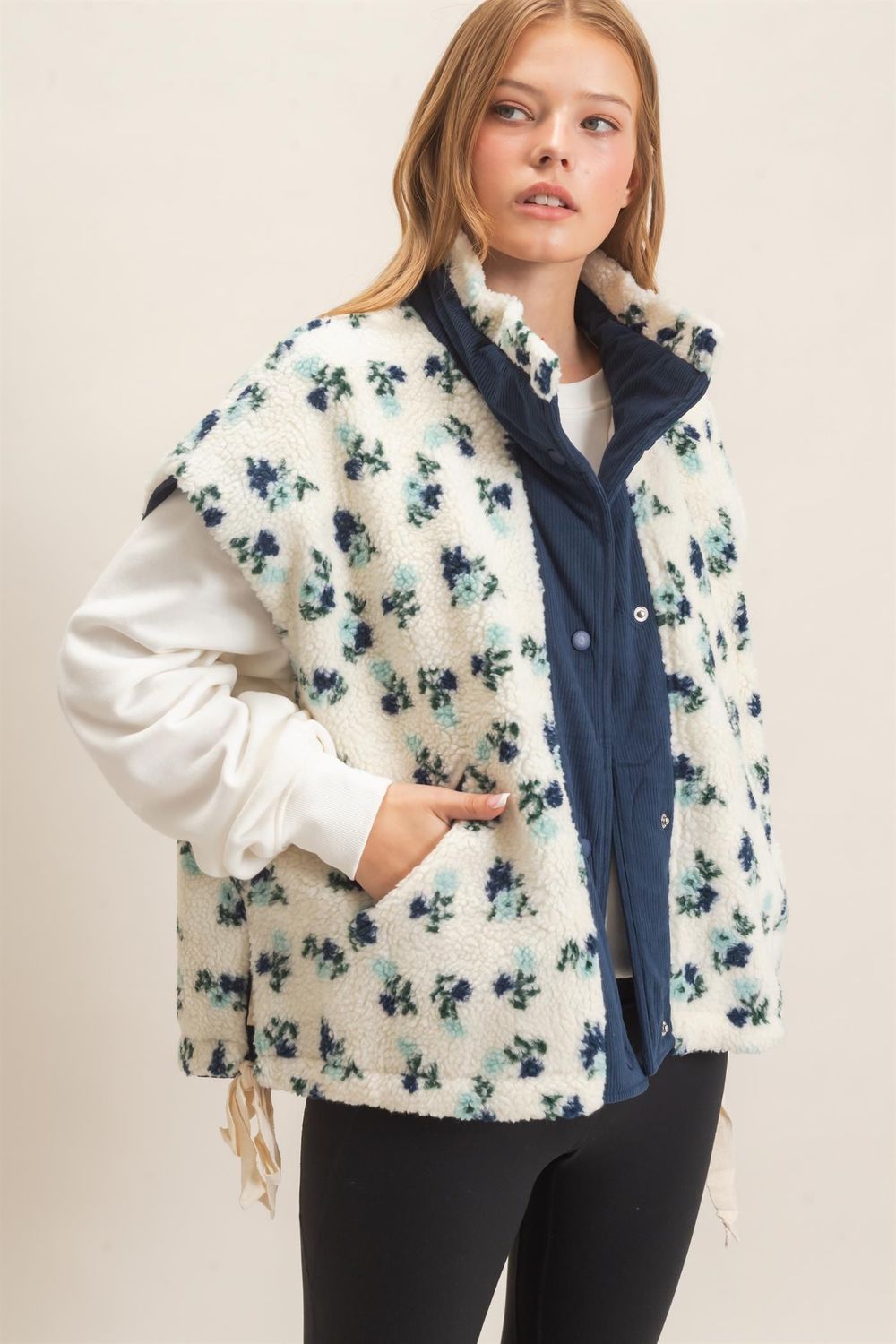 Casual Outing Floral Vest - Blue