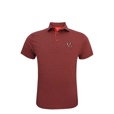 Georgia Standing Bulldog Interlink Polo - Black &amp; Red