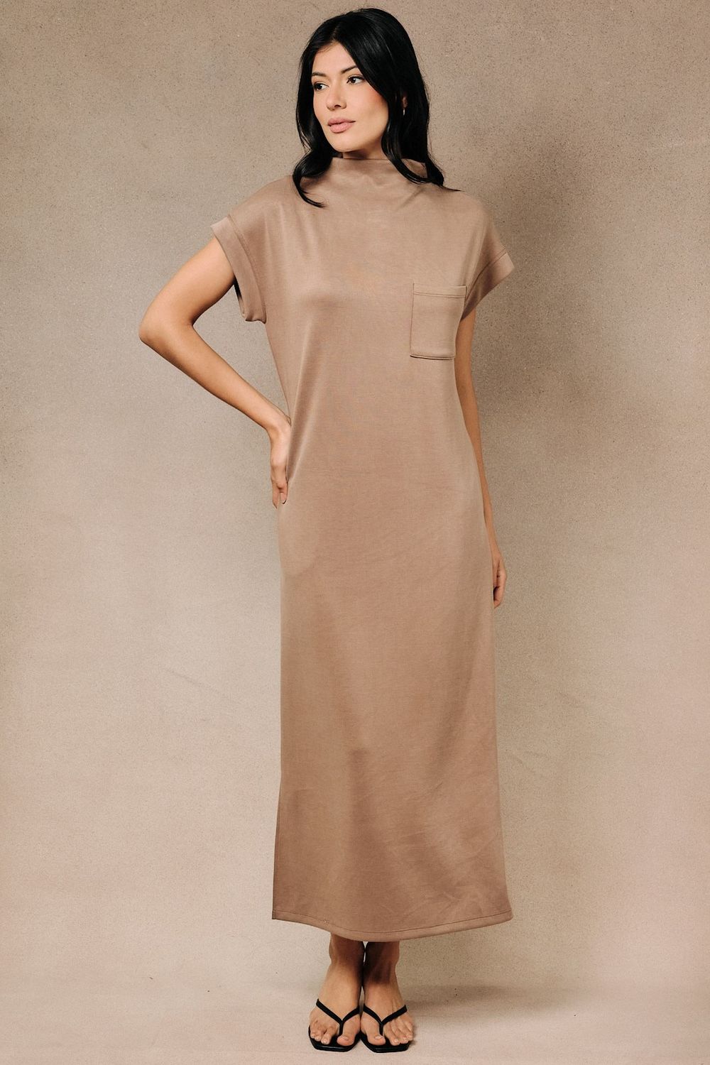Full Of Love Cap Sleeve Midi Dress - Dark Taupe