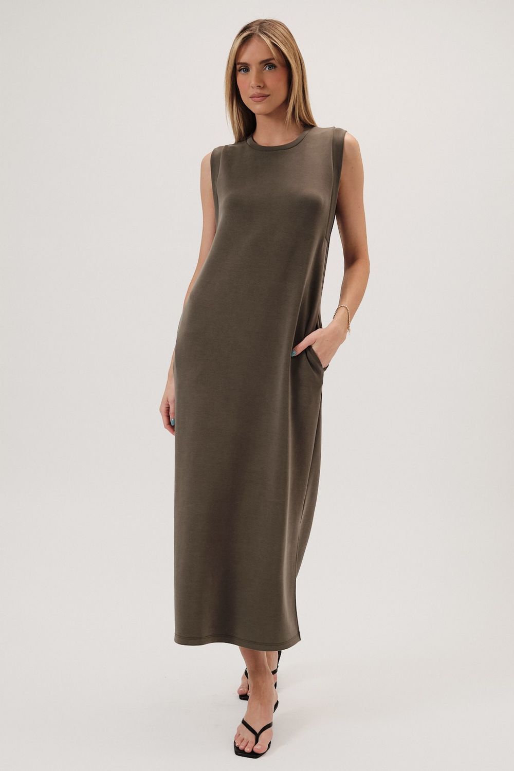 Tell Me More Sleeveless Maxi Dress - Olive