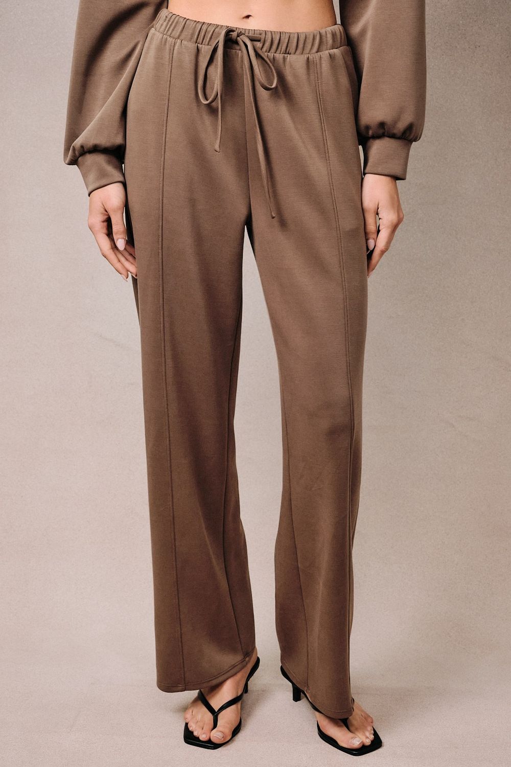 In The City Front Seam Lounge Pants - Dark Taupe
