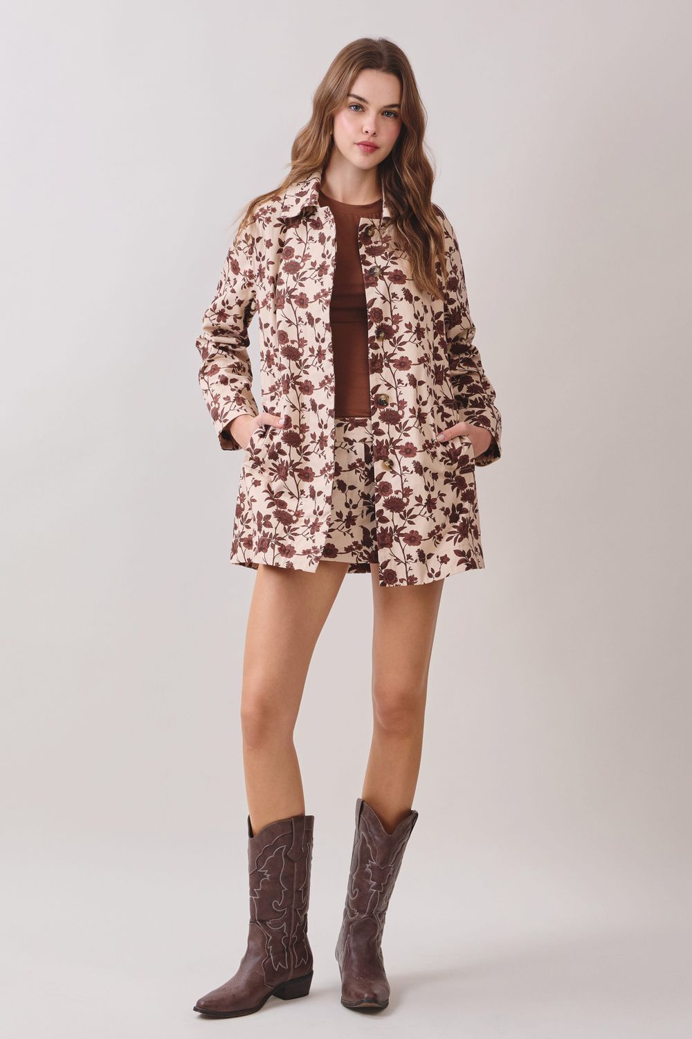 Choose You Floral Jacket - Brown
