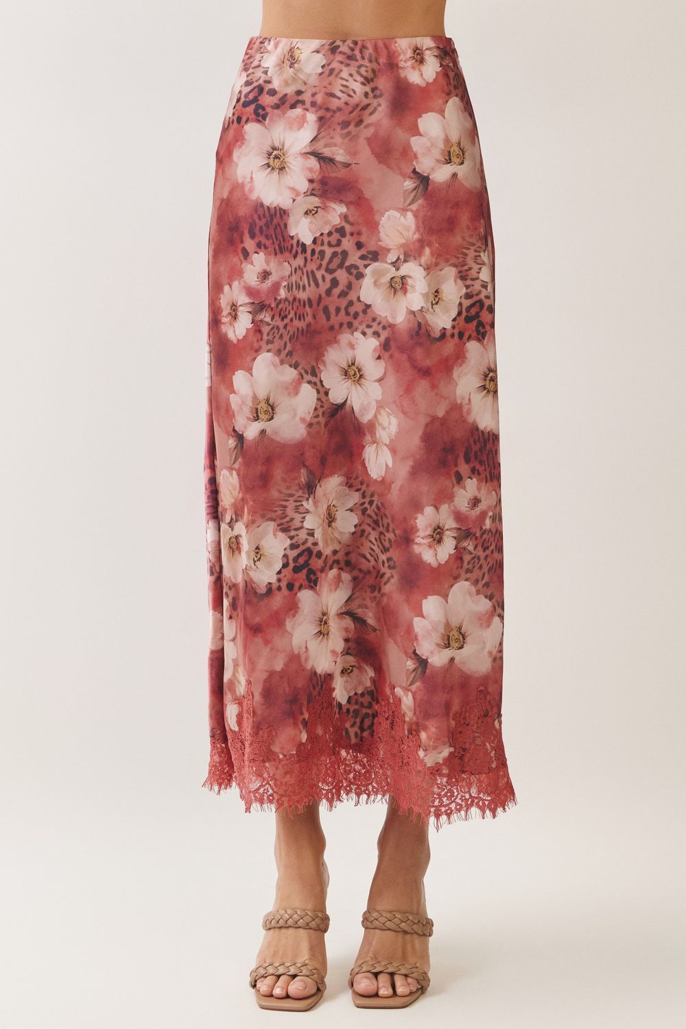 Charming Printed Midi Skirt - Rust