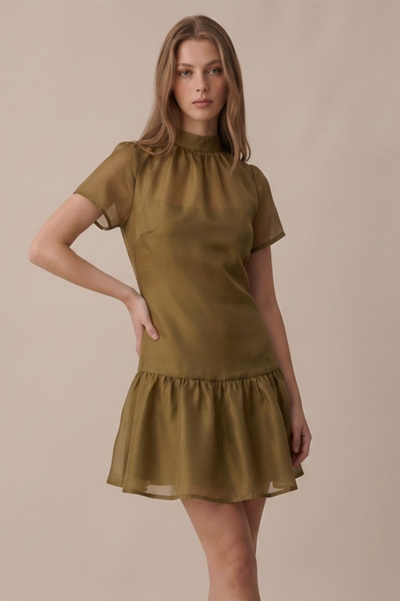 On The Avenue Short Sleeve Mini Dress - Olive