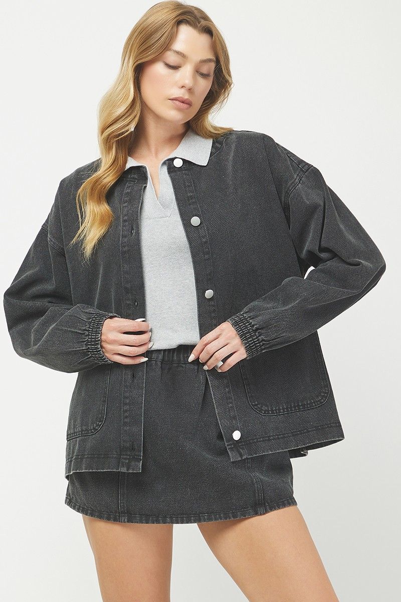 Montana Washed Denim Skort - Black