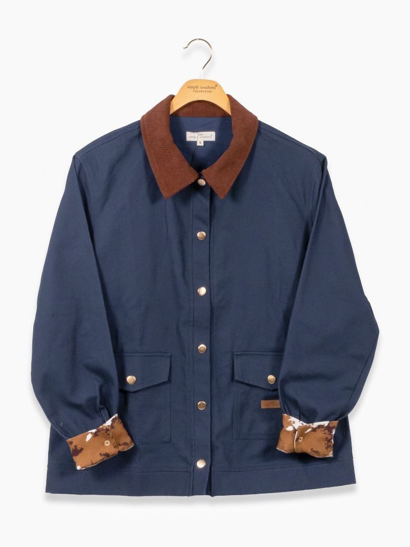 The Darling Printed Barn Jacket - Navy