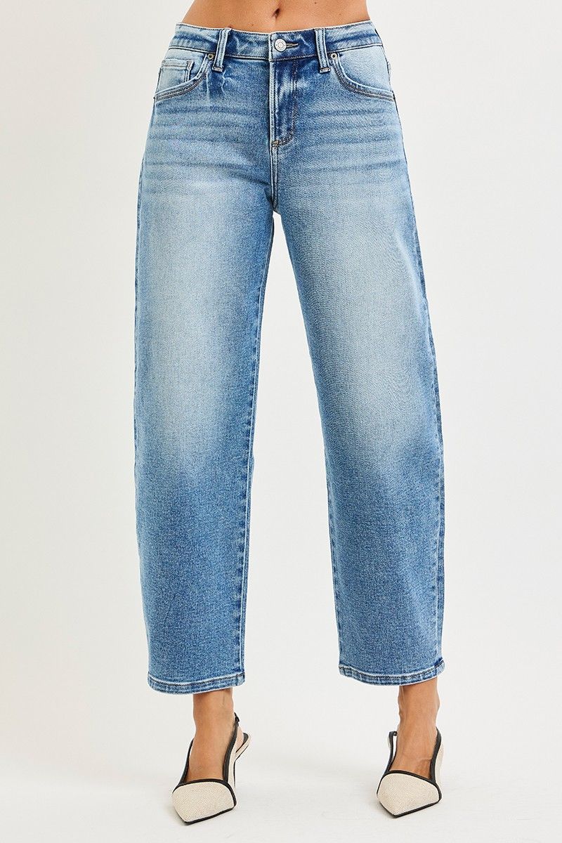 Olivia High Rise Barrel Jeans - Medium