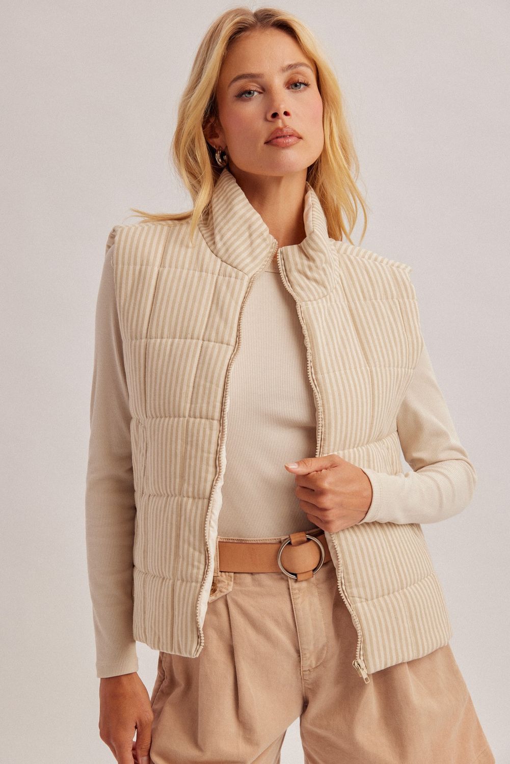 In The Vineyard Striped Vest - Ecru