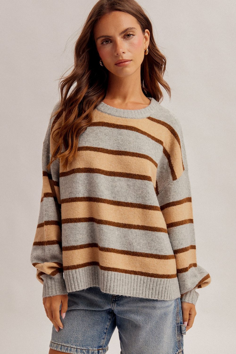 Toast The Friendship Striped Sweater - Grey / Taupe
