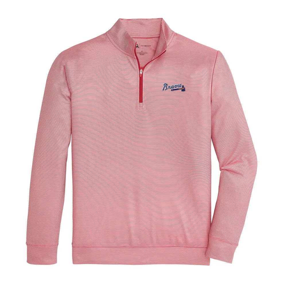 Braves Tomahawk Script Hairline Stripe Printed Performance 1/4 Zip