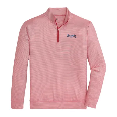 Braves Tomahawk Script Hairline Stripe Printed Performance 1/4 Zip