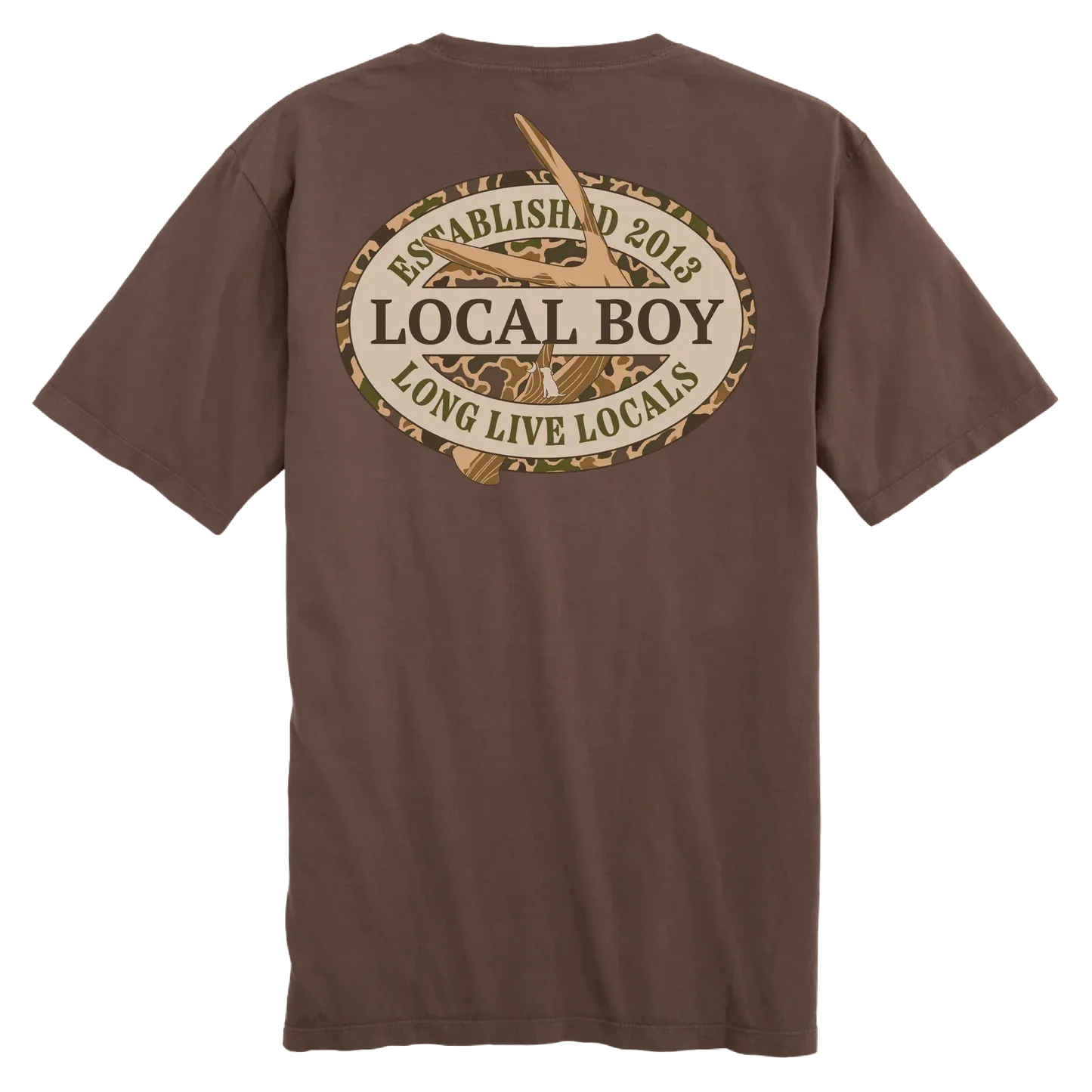 Old School Antler Oval Short Sleeve T-Shirt - Espresso