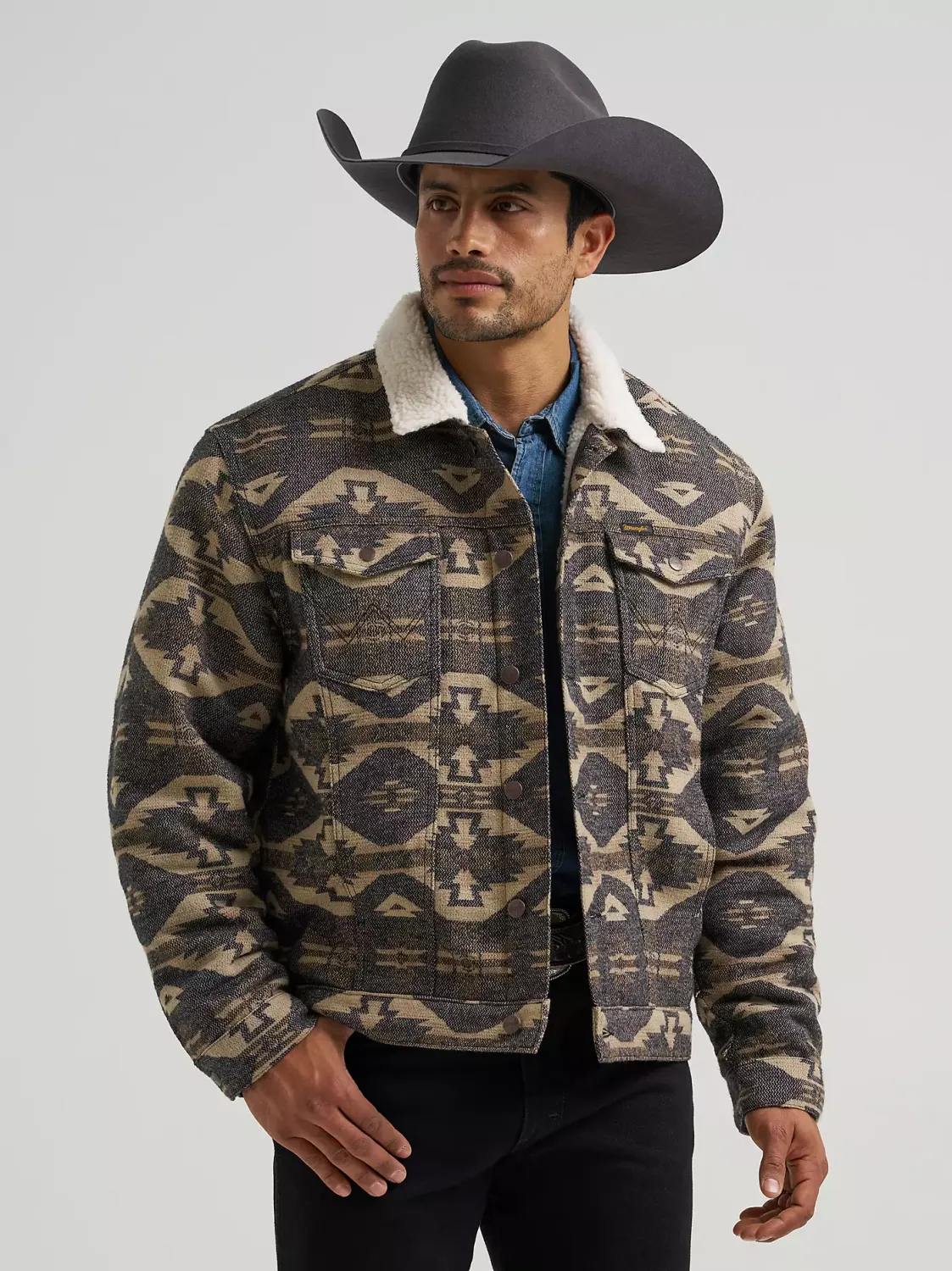 Men's Wrangler Sherpa Lined Jacquard Print Jacket - Elmwood