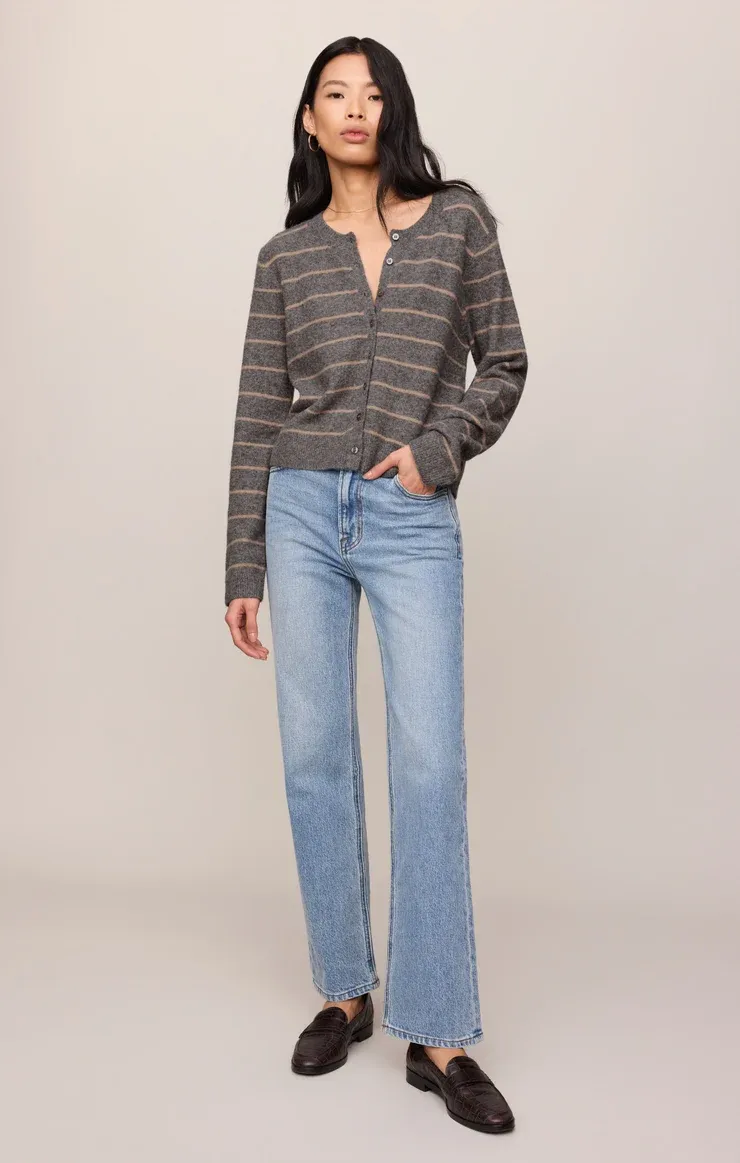 Medina Stripe Cardigan - Charcoal Heather