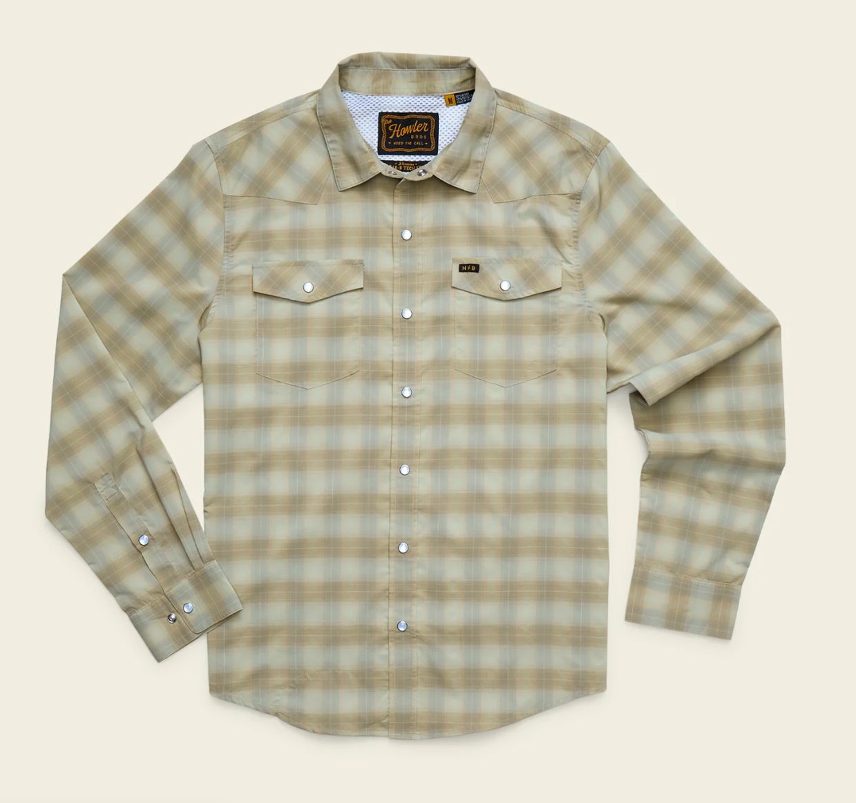 H Bar B Tech Long Sleeve Button Down - Kent Plaid - Fog Green