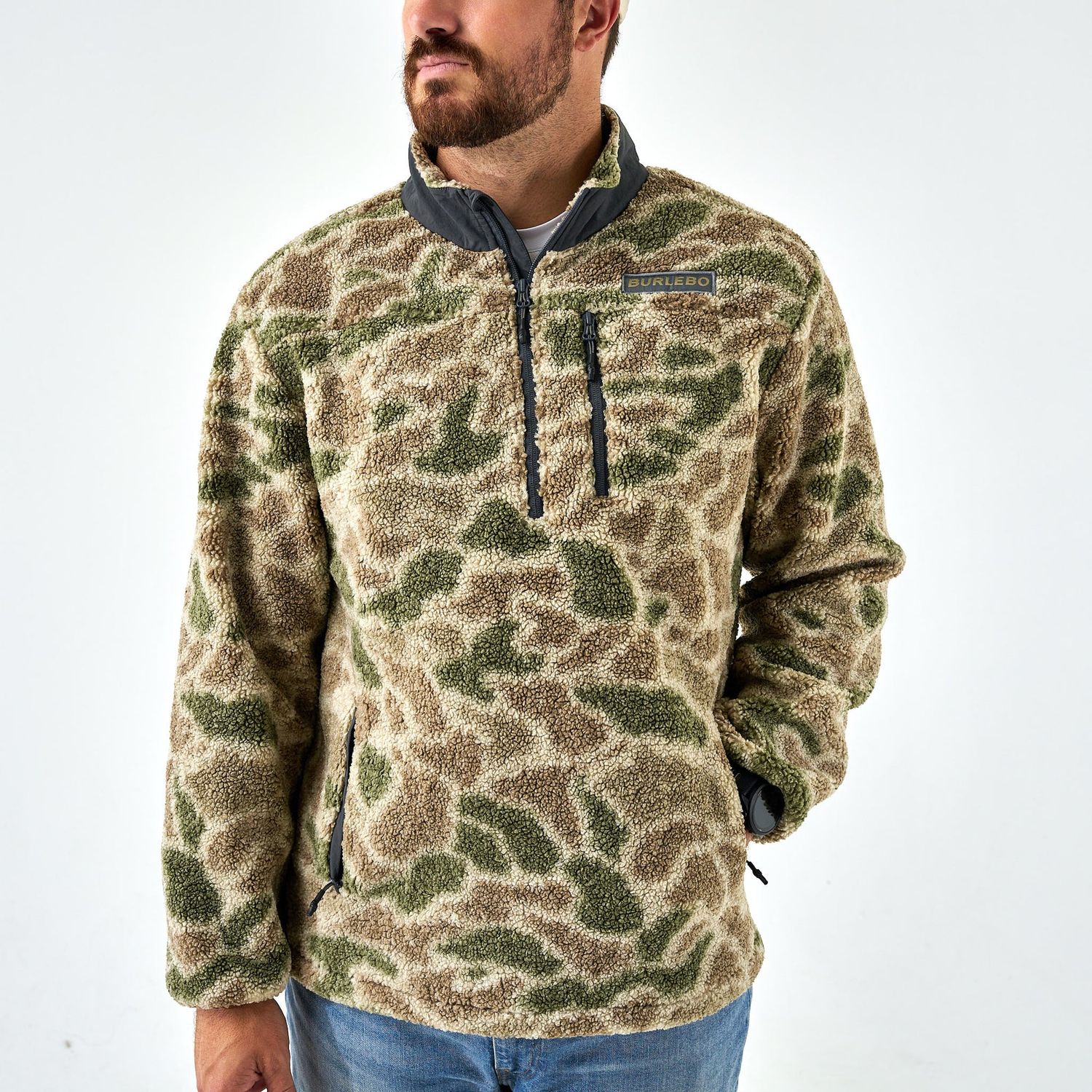 Sherpa Quarter Zip Pullover - Alpine Camo