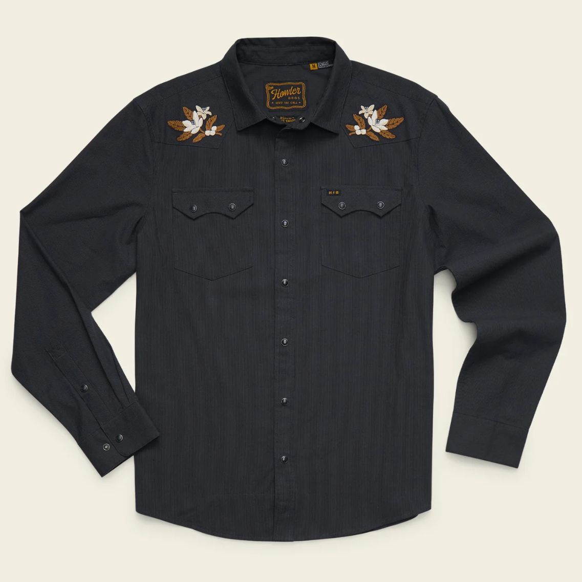 Crosscut Deluxe Snap Shirt - Orange Blossoms - Antique Black