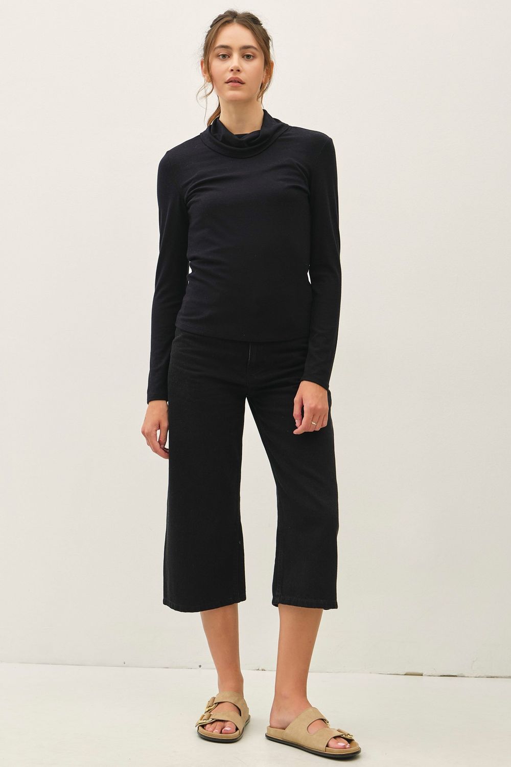 Already Essential Turtleneck Long Sleeve Tee - Black