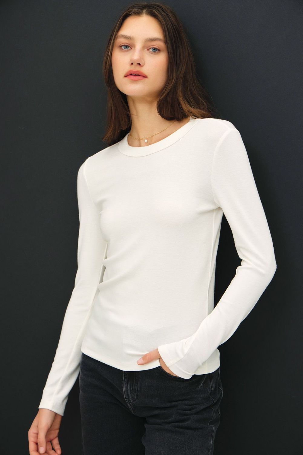 Mackie Crewneck Long Sleeve Knit Top - Ivory