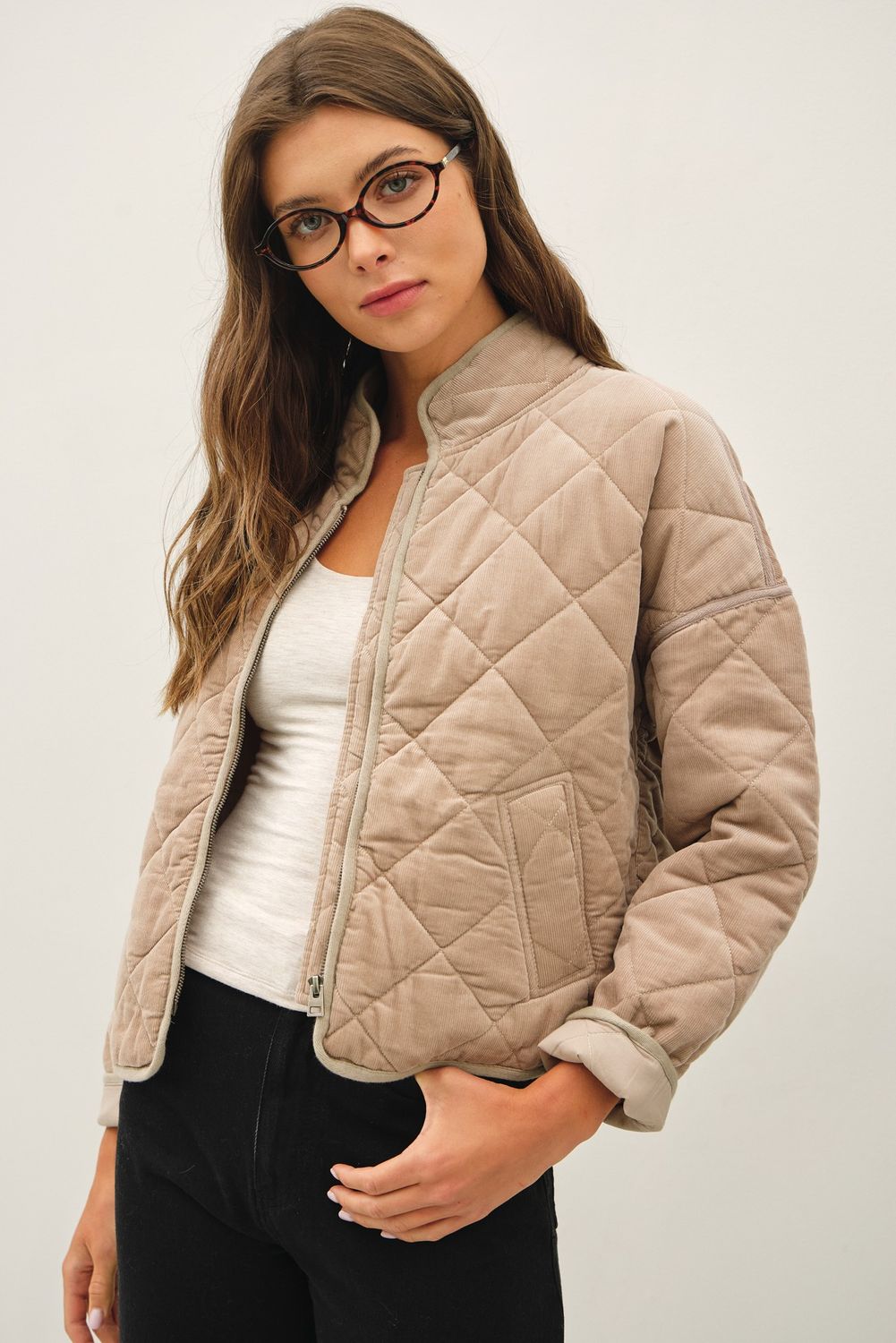 The Kennedy Corduroy Cropped Jacket - Taupe