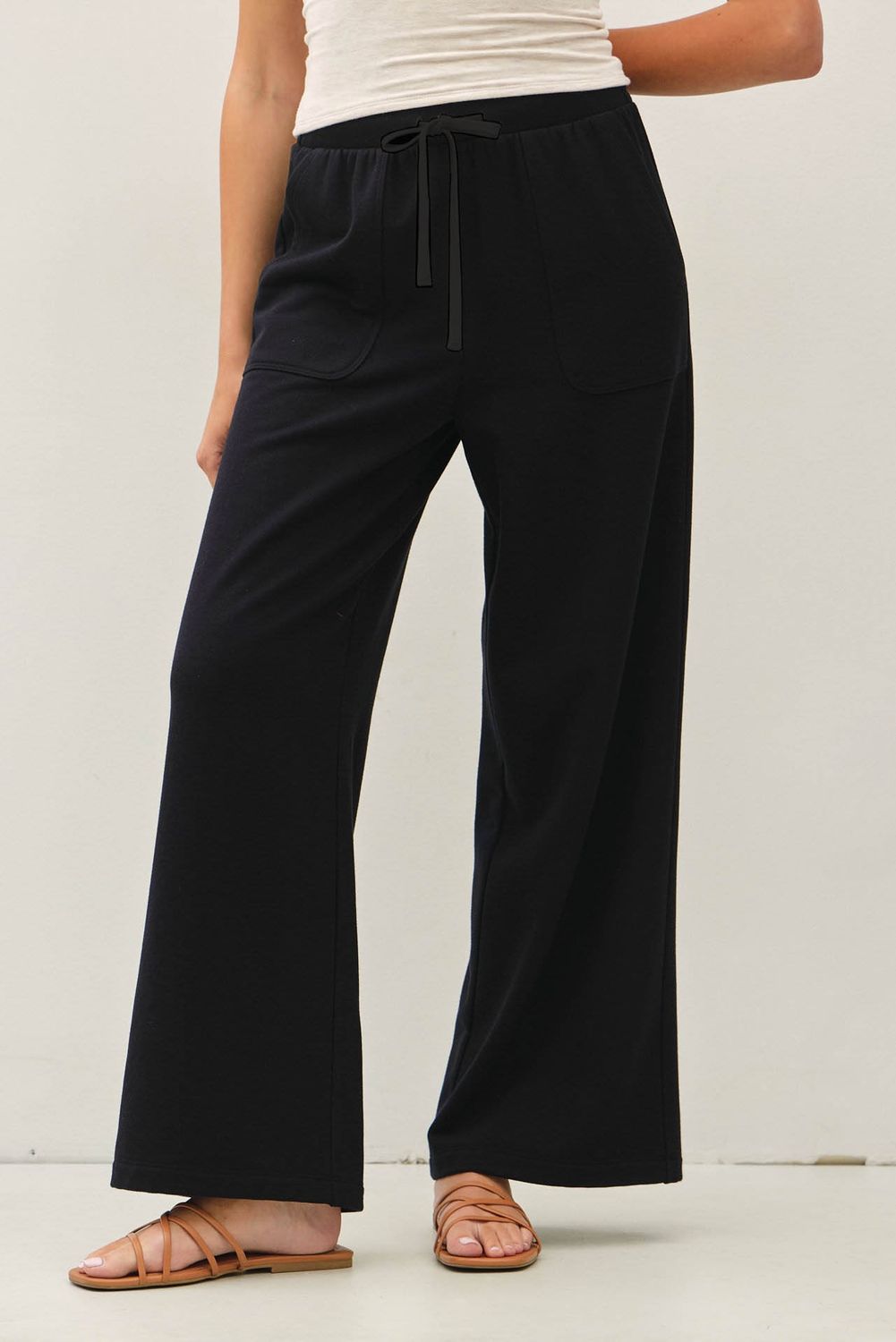Easy Living High Rise Wide Leg Sweatpants - Black