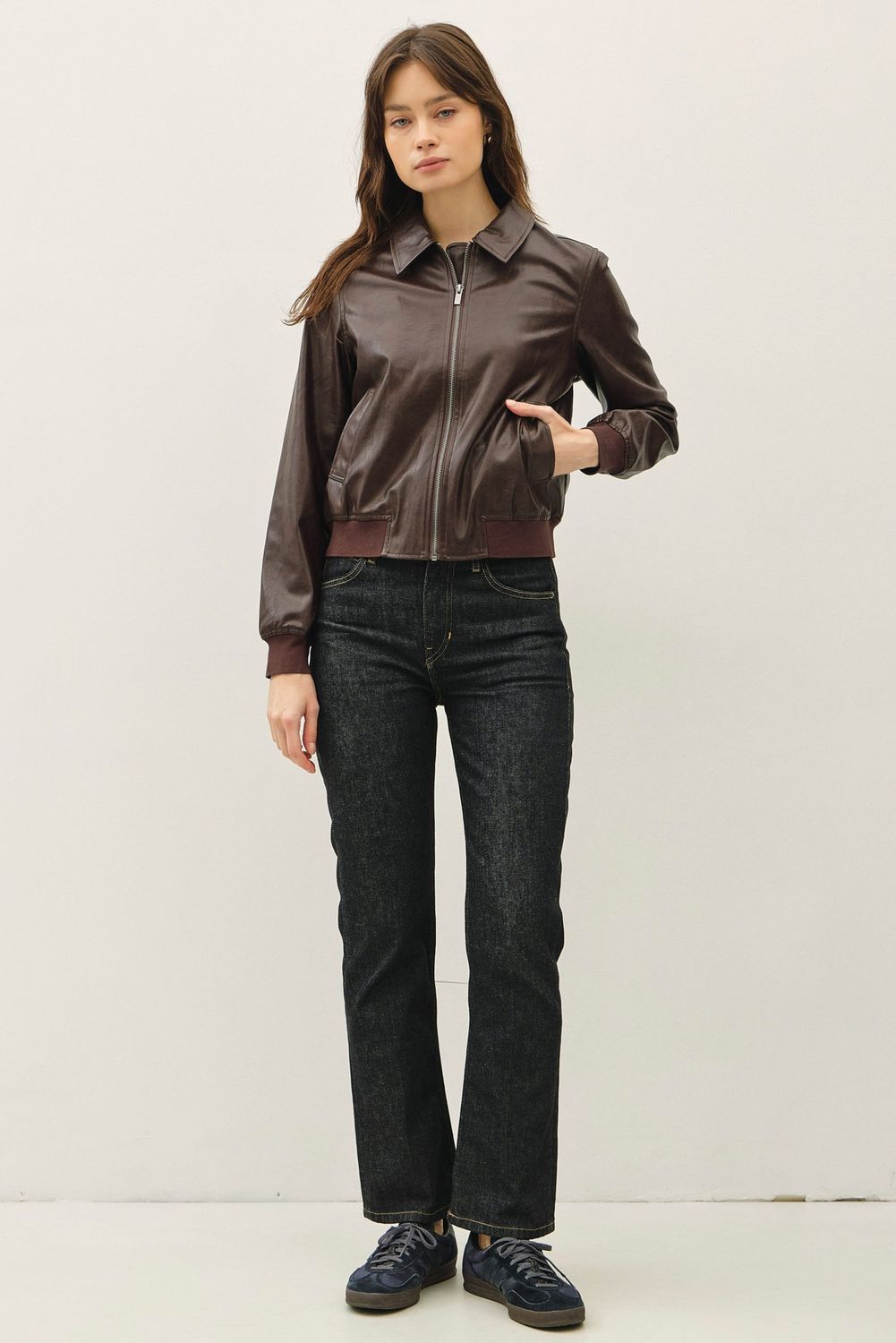 Easy Bomber LeatherJacket - Brown